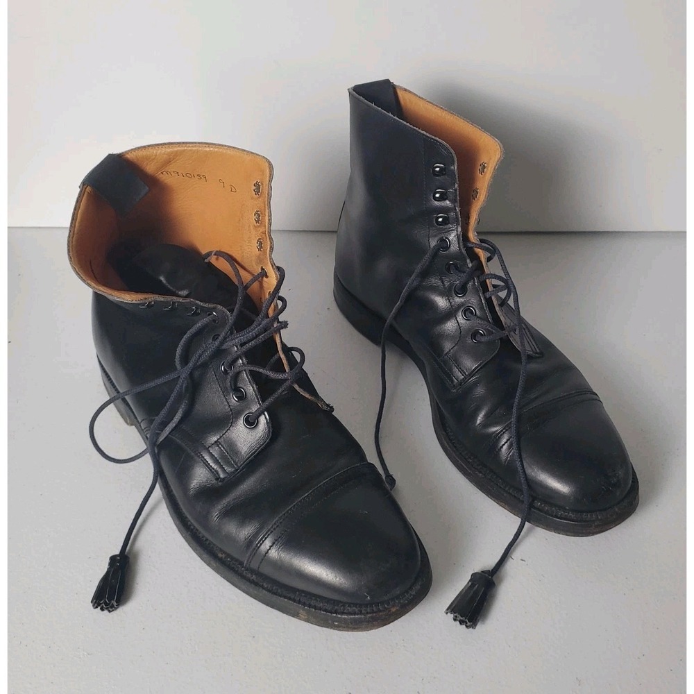 Polo Ralph Lauren Cap Toe  Ankle Boots Mens 9 D Black Lace Up Made In England - Picture 3 of 16
